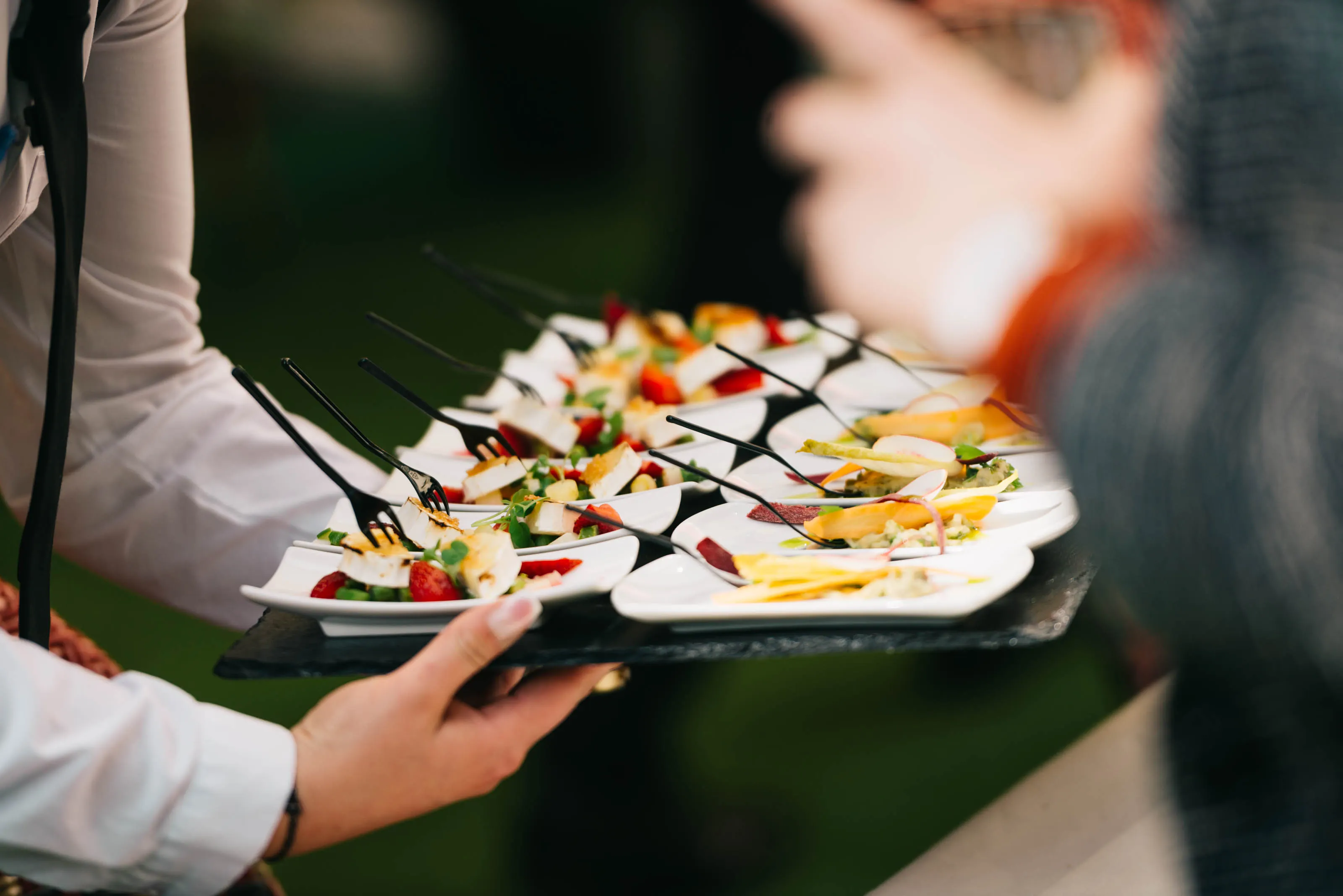 Restaurant catering spread prepared for a group order.